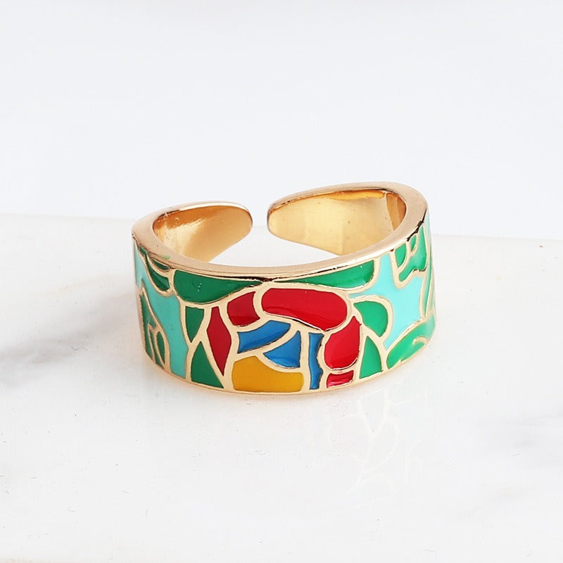 Kamille – Ring Camille Large Blue Leaf Pattern