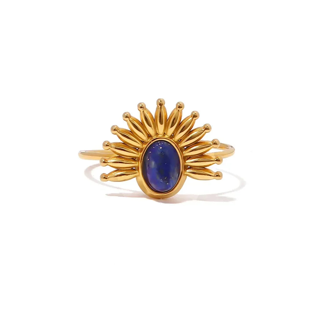 Women's Statement Ring with Lapis Lazuli and Evil Eye Motif