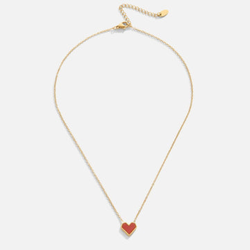 Women’s Heart Pendant Necklace with Small Enamel Motif