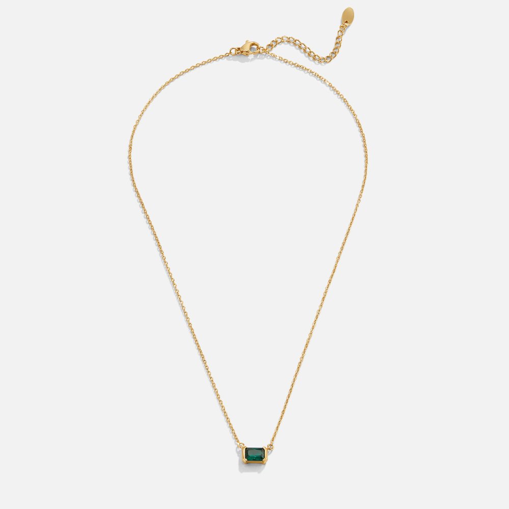 Women's Pendant Necklace with Rectangular Stone and Fine Chain
