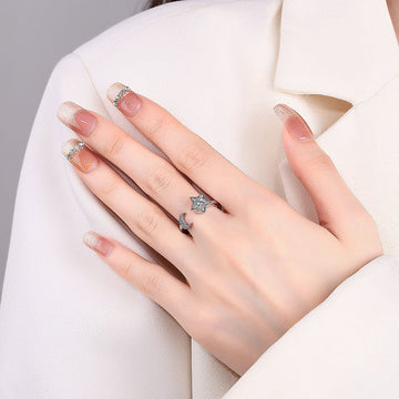 Women’s Adjustable Ring with Sun, Moon, and Star Motifs