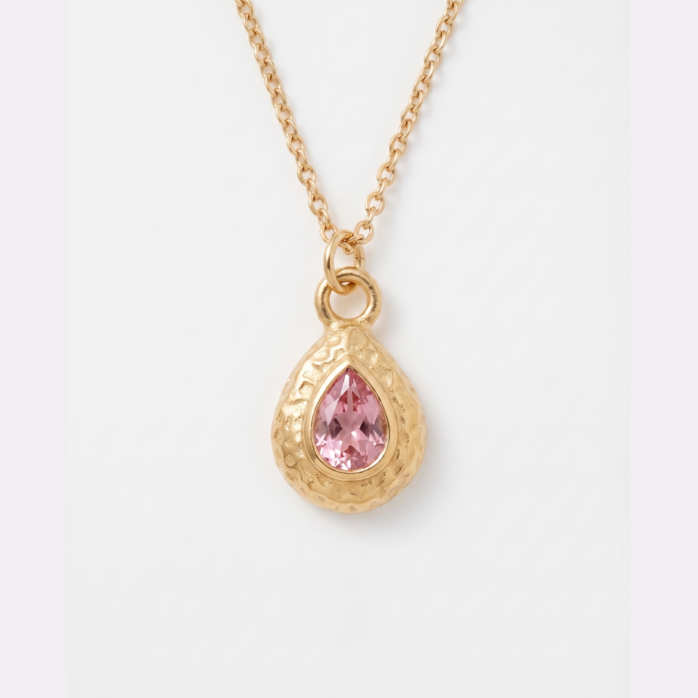 Women's Birthstone Necklace with Teardrop Pendant