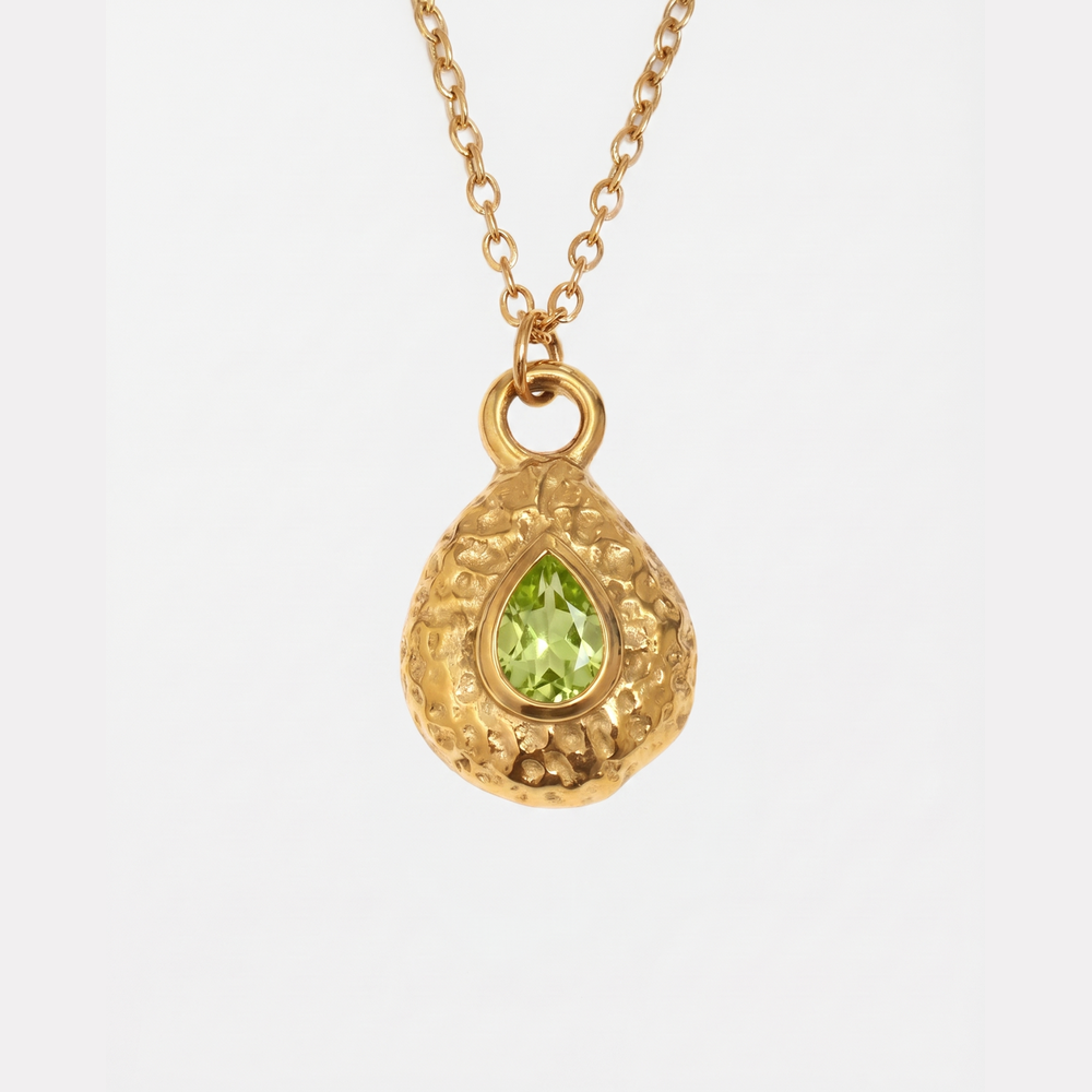 Women's Birthstone Necklace with Teardrop Pendant