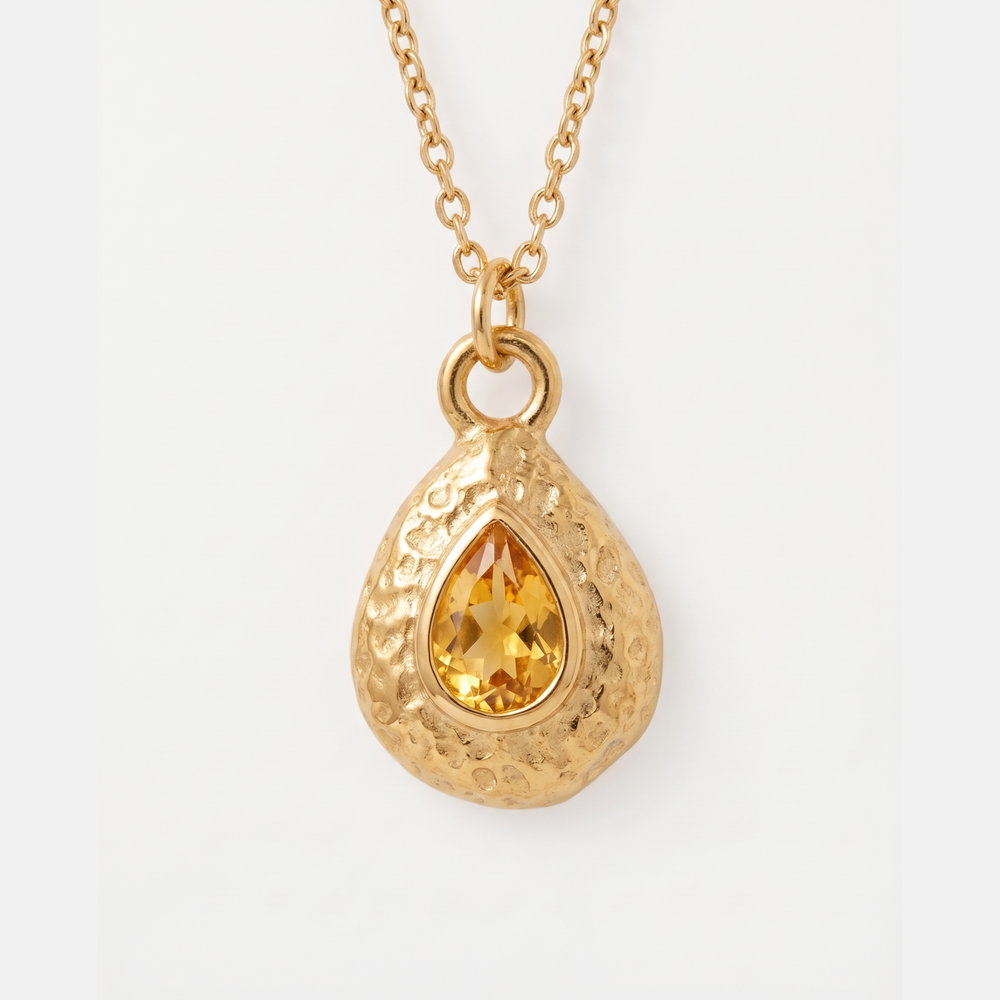 Women's Birthstone Necklace with Teardrop Pendant