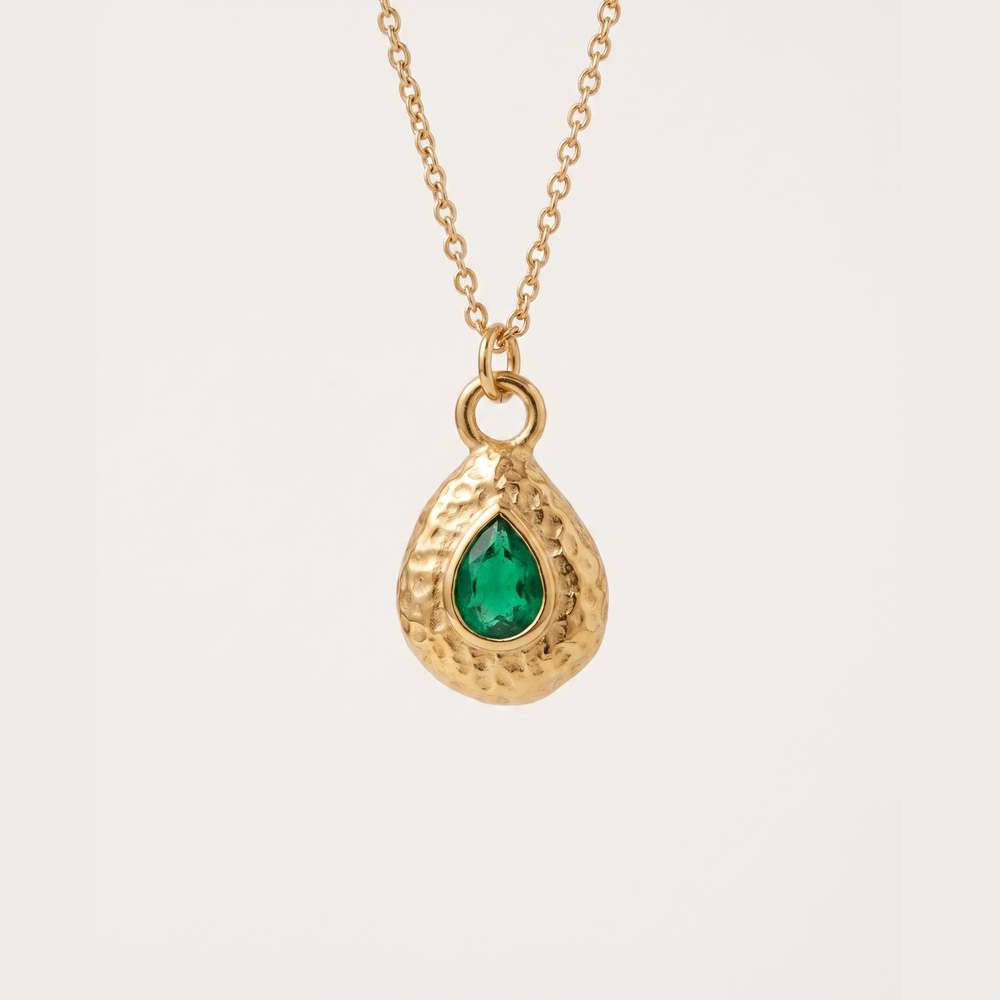 Women's Birthstone Necklace with Teardrop Pendant