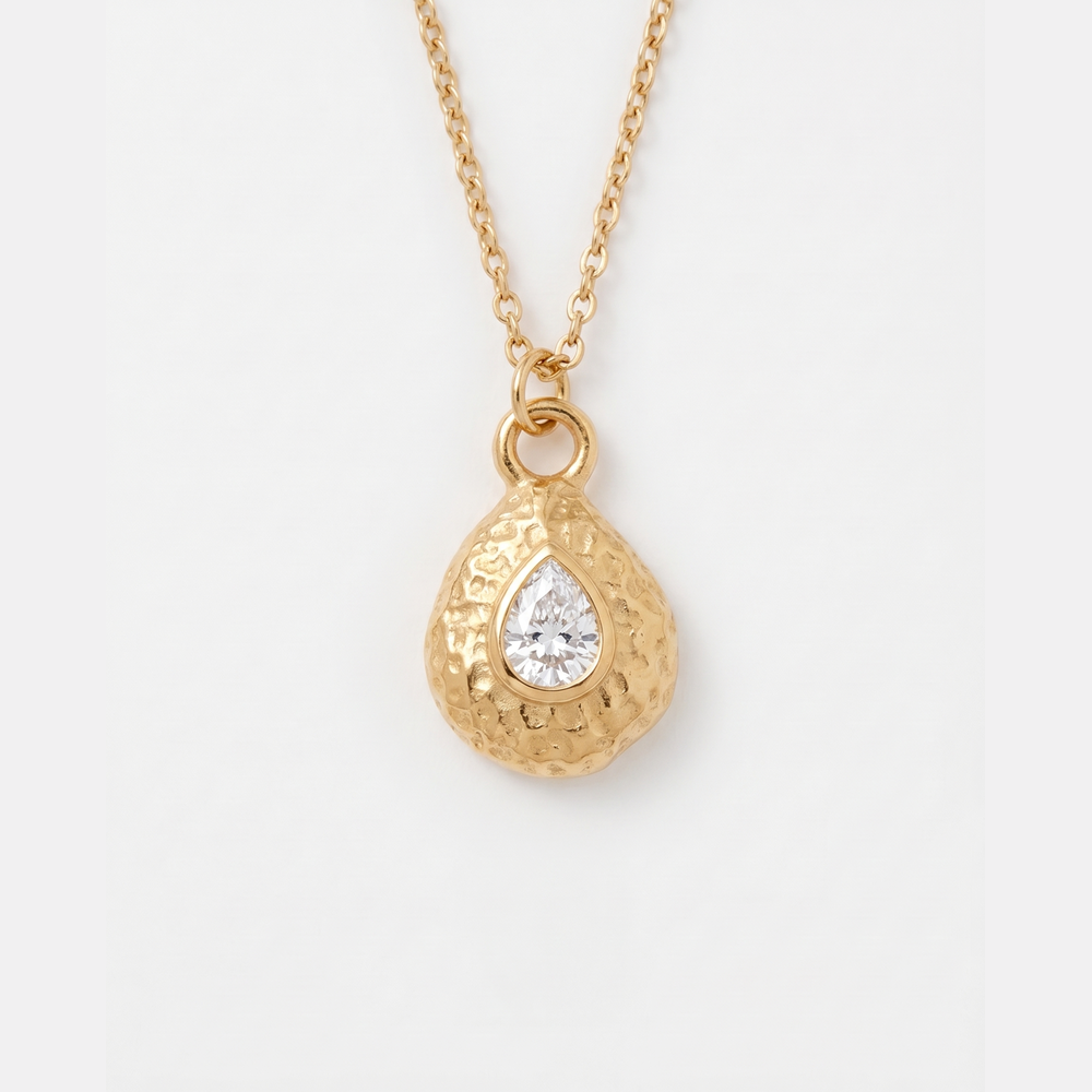 Women's Birthstone Necklace with Teardrop Pendant