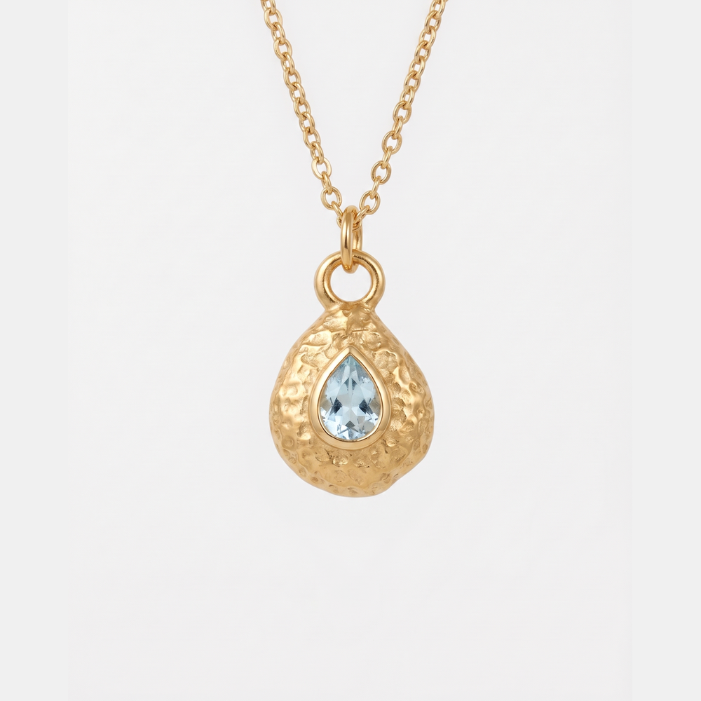 Women's Birthstone Necklace with Teardrop Pendant