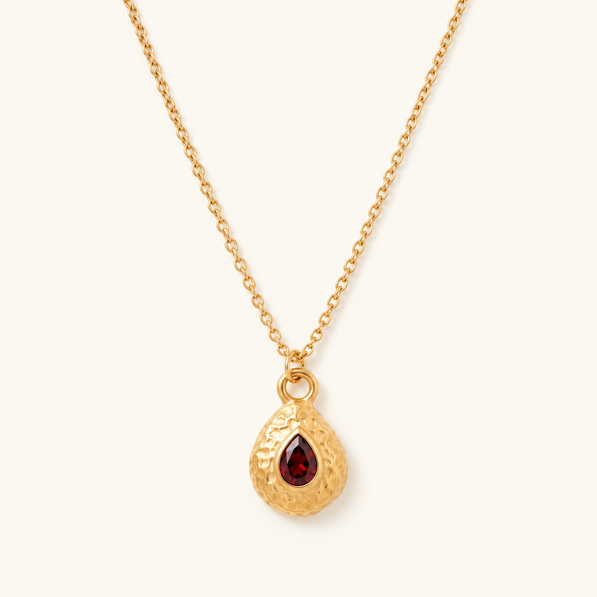 Women's Birthstone Necklace with Teardrop Pendant