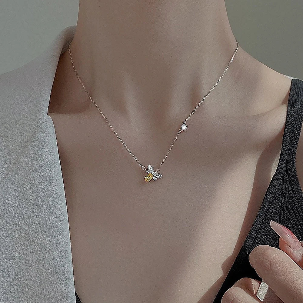 Necklace for Women’s with Bee Pendant and Detailed Wing Design