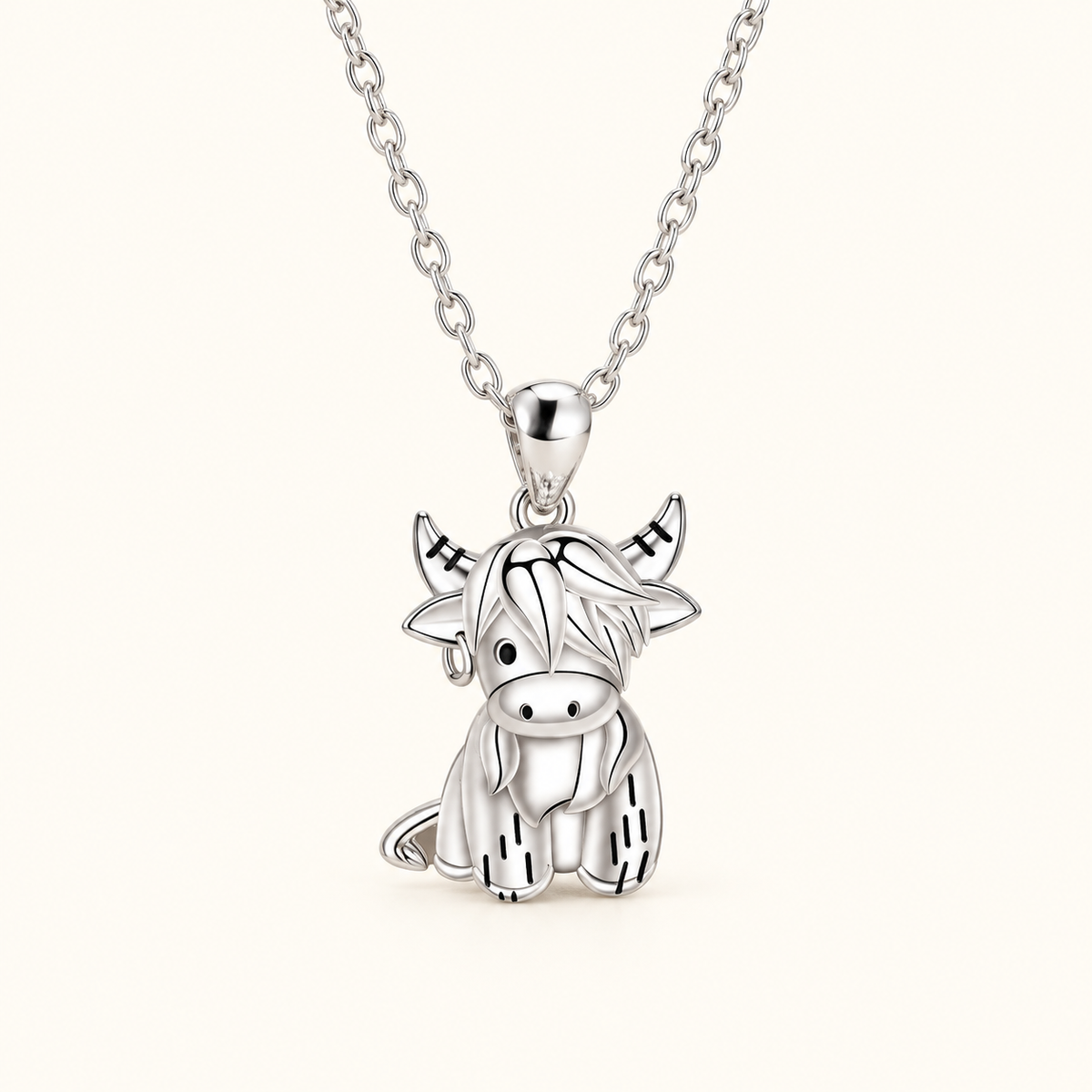 Women’s Necklace with Highland Cattle Pendant and Detailed Animal Motif