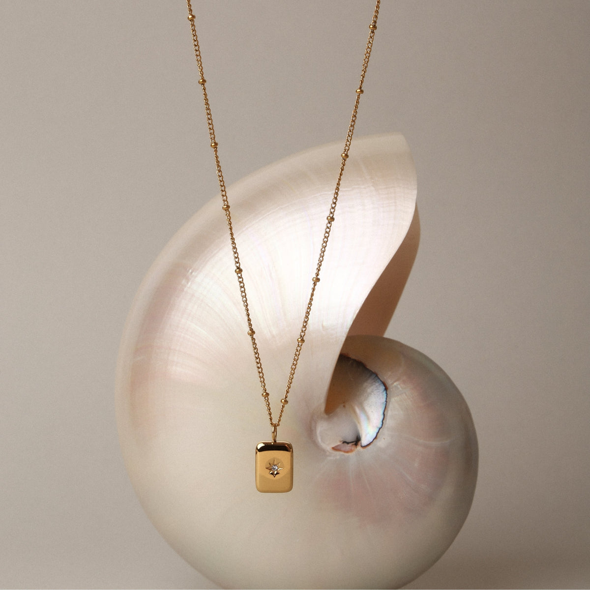 Women’s Star Pendant Necklace with Central Stone Accent