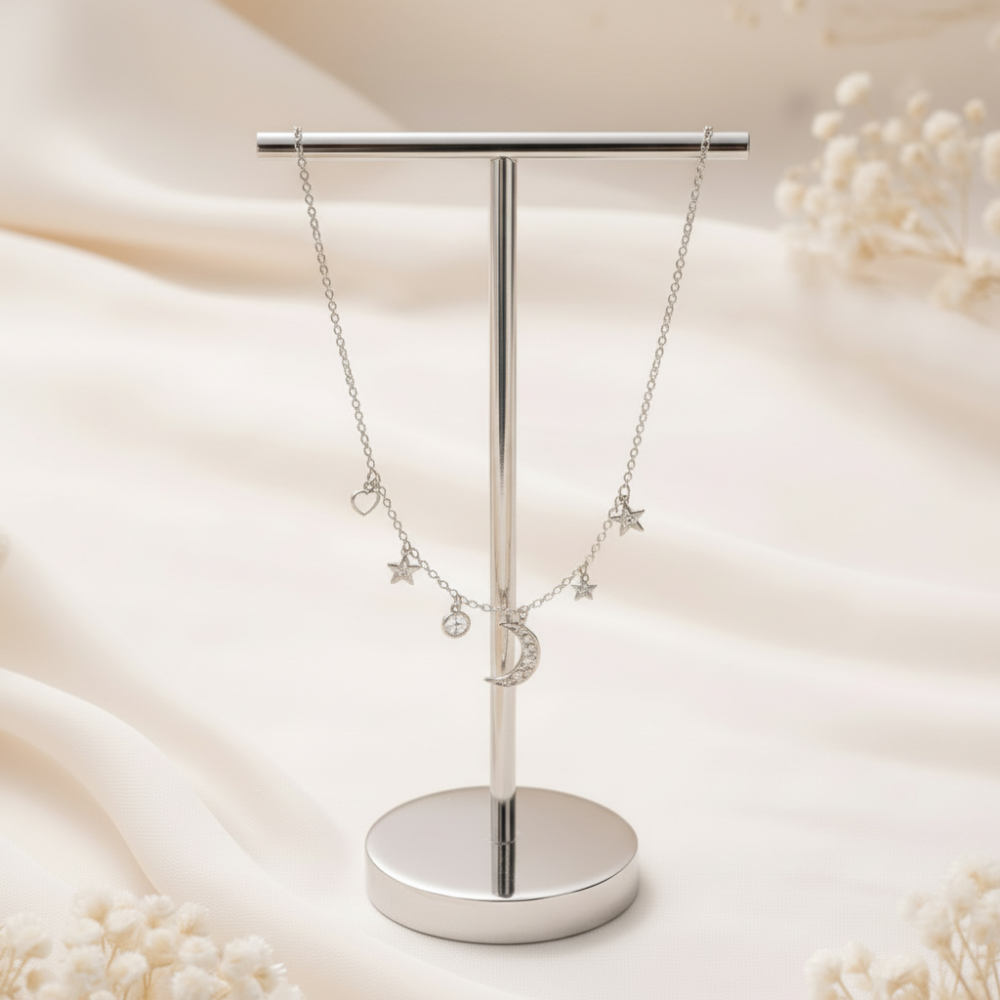 Moon, Star and Heart Charm Necklace