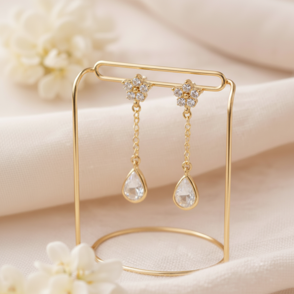 Floral Teardrop Drop Earrings