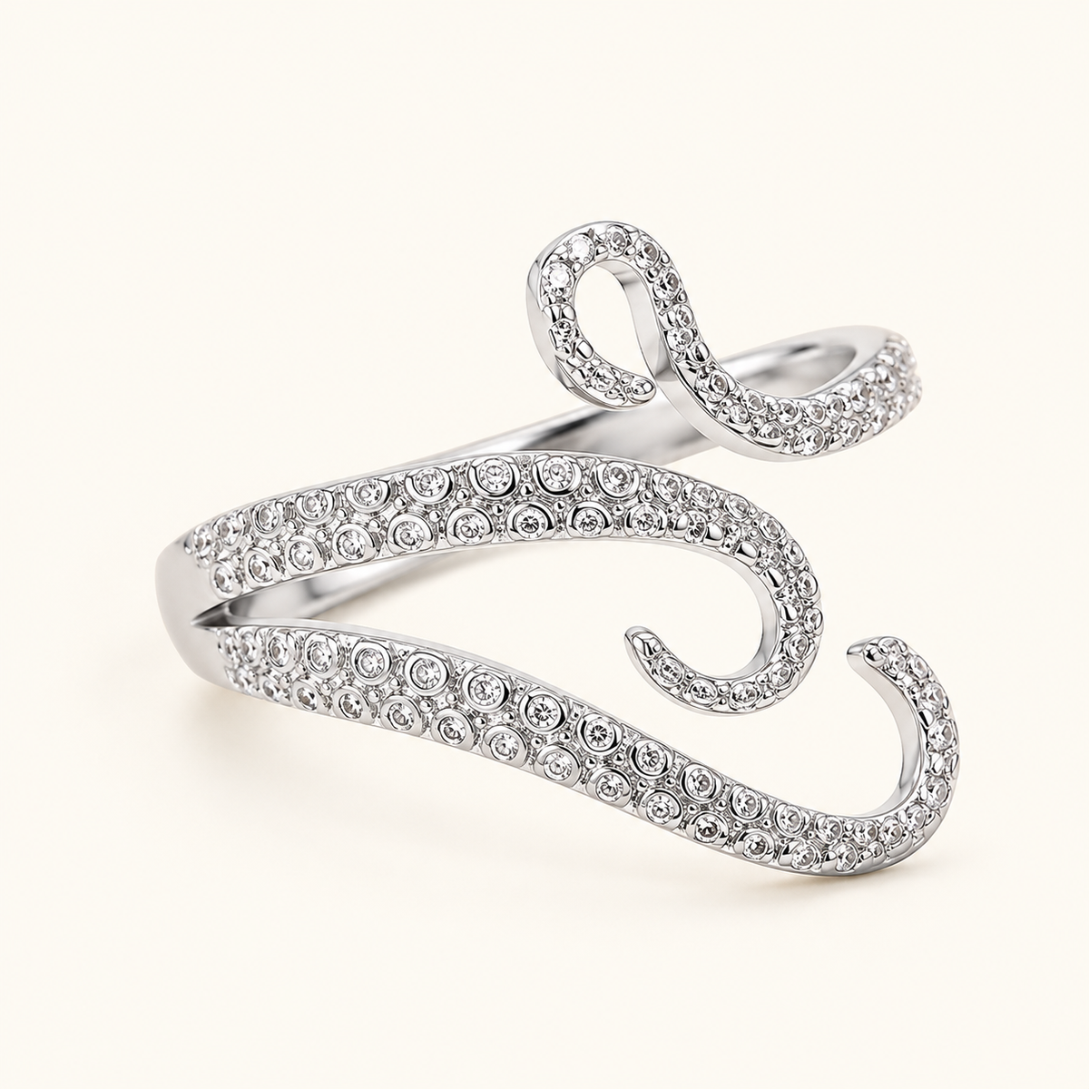 Women’s Adjustable Octopus Ring with Curved Tentacles and Textured Surface