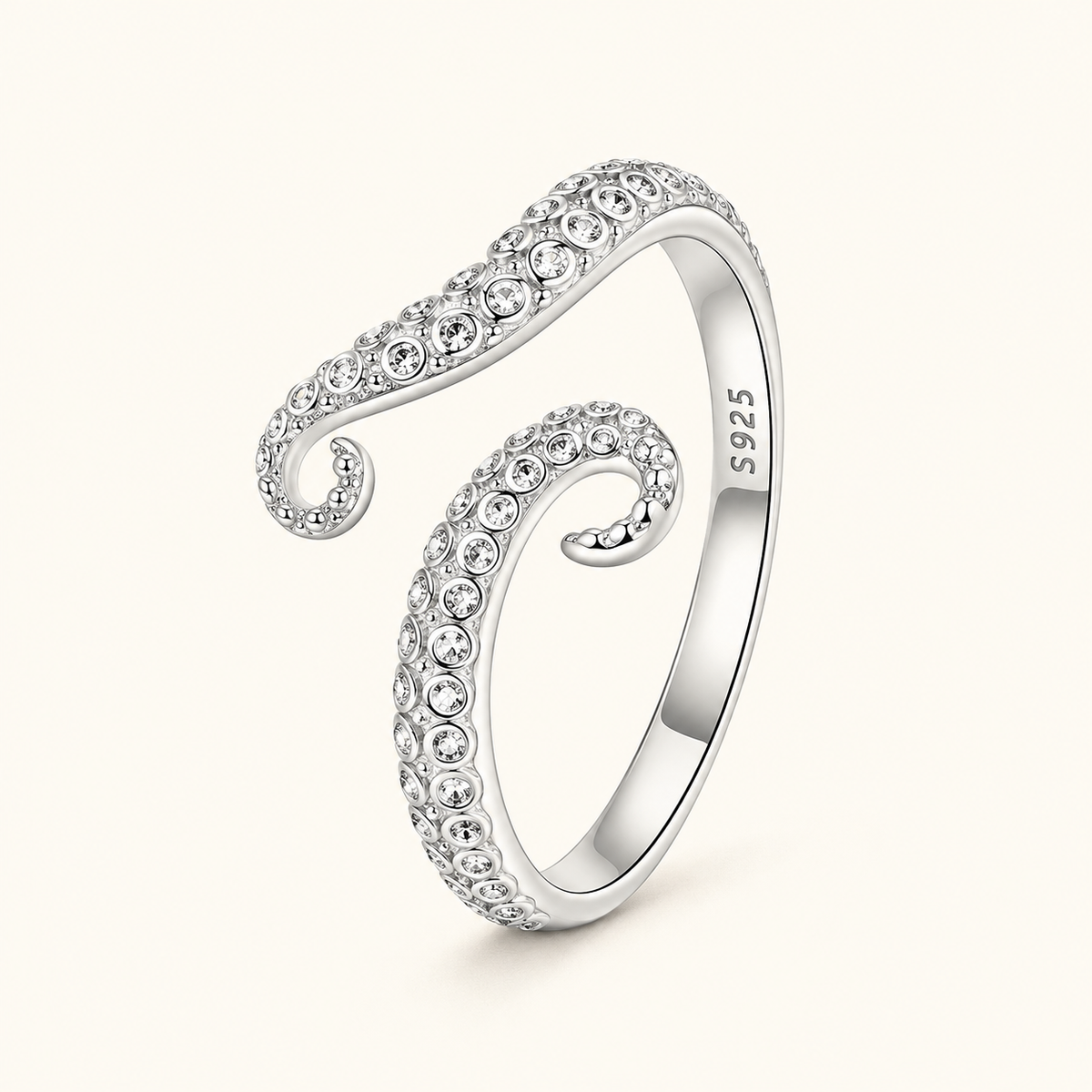 Women’s Adjustable Tentacle Ring with Curved Octopus Design and Open Form