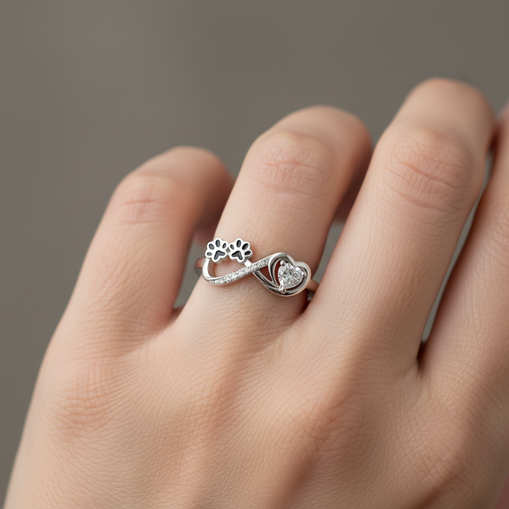 Haruko – Ring with Small Dog Paw Prints