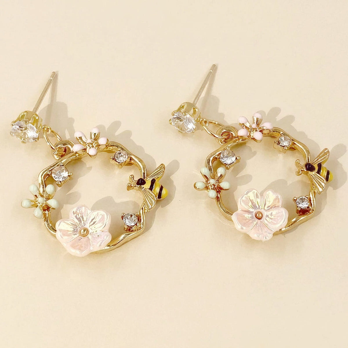 Ladies Earrings with Flower Crown Design (Pair)