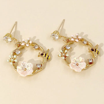 Ladies Earrings with Flower Crown Design (Pair)
