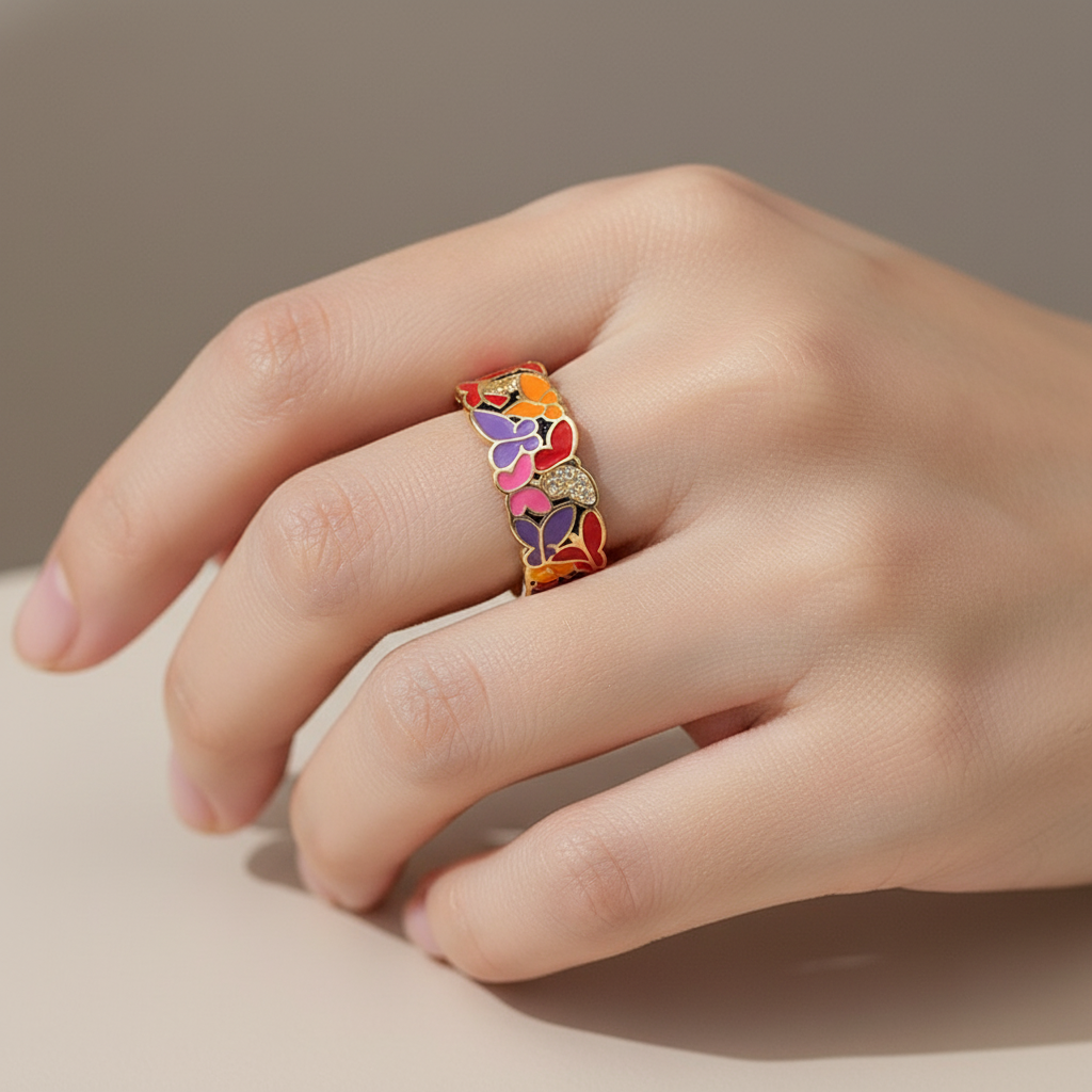 Kamille – Ring Camille Large Blue Leaf Pattern