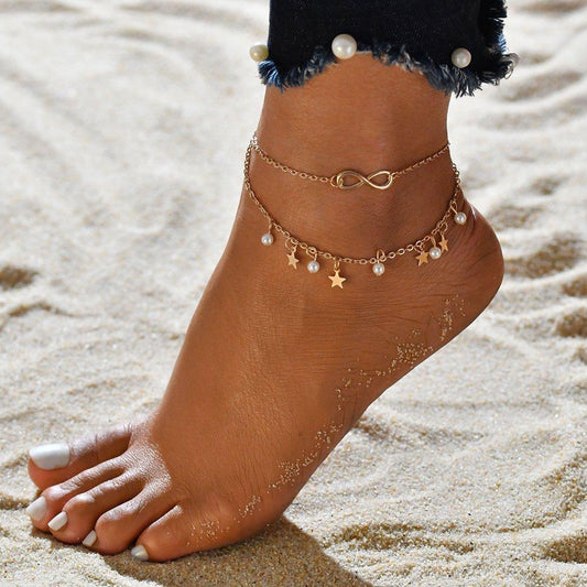 Oria – Infinite Ankle Bracelet with Beads and Stars