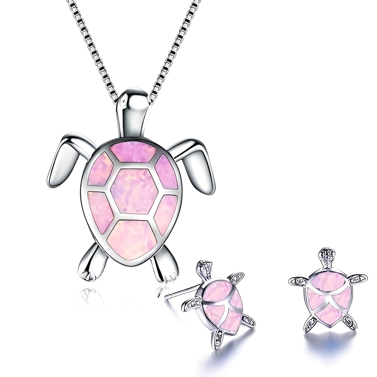 Kailea – Jewelry Set Turtle Made of Opal and Silver (Necklace + Earrings)