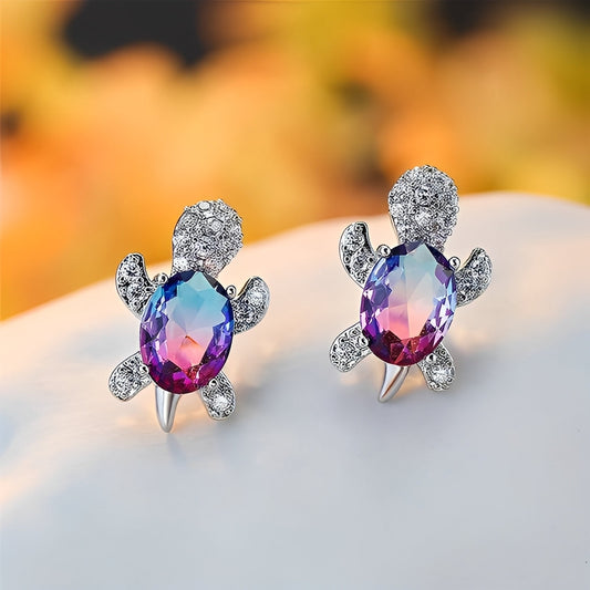 Talia – Earrings with Silver Sea Turtle and Zirconia