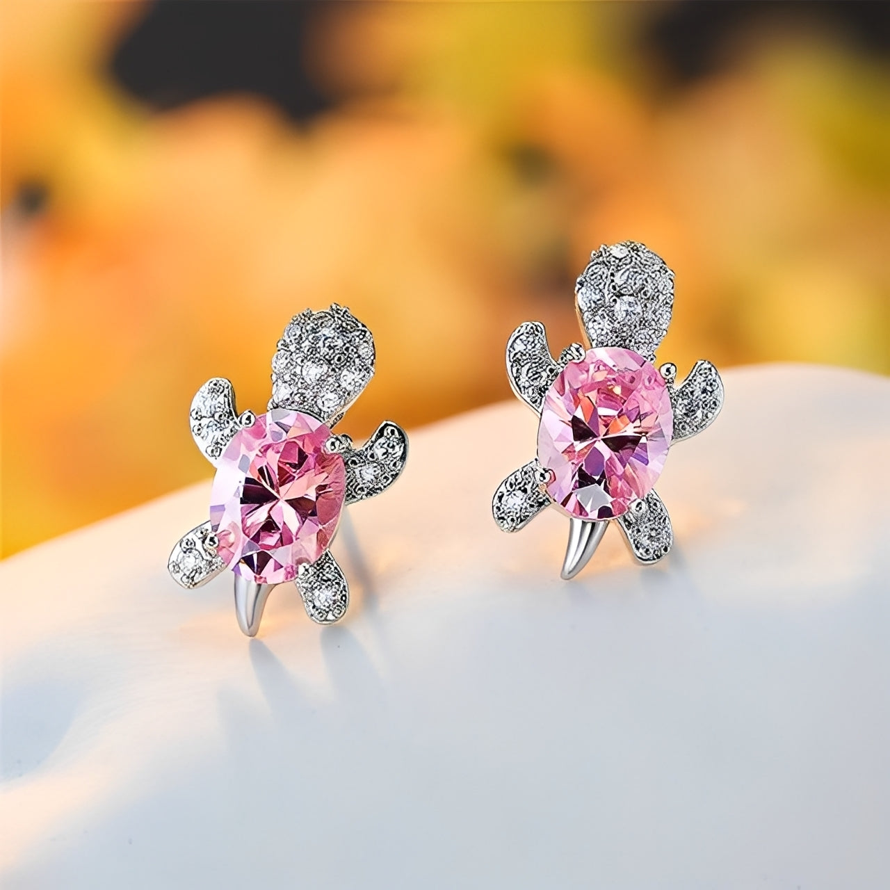 Talia – Earrings with Silver Sea Turtle and Zirconia