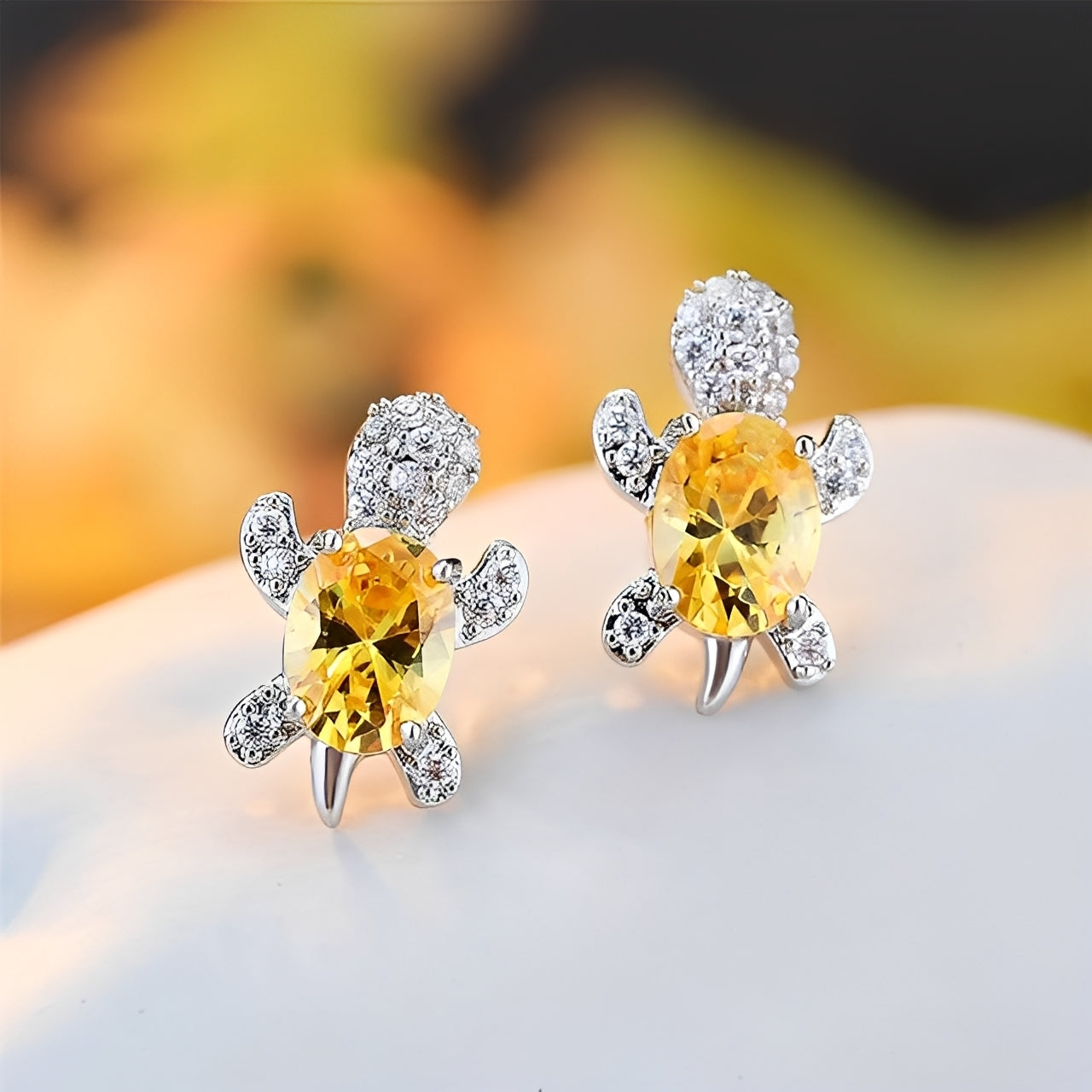 Talia – Earrings with Silver Sea Turtle and Zirconia