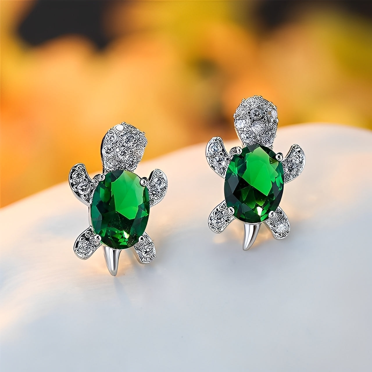 Talia – Earrings with Silver Sea Turtle and Zirconia