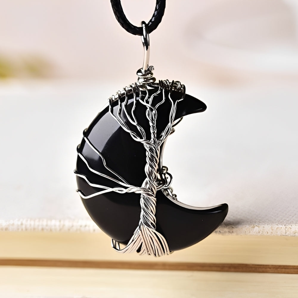 Ladies Necklace with Tree of Life and Moon Pendant