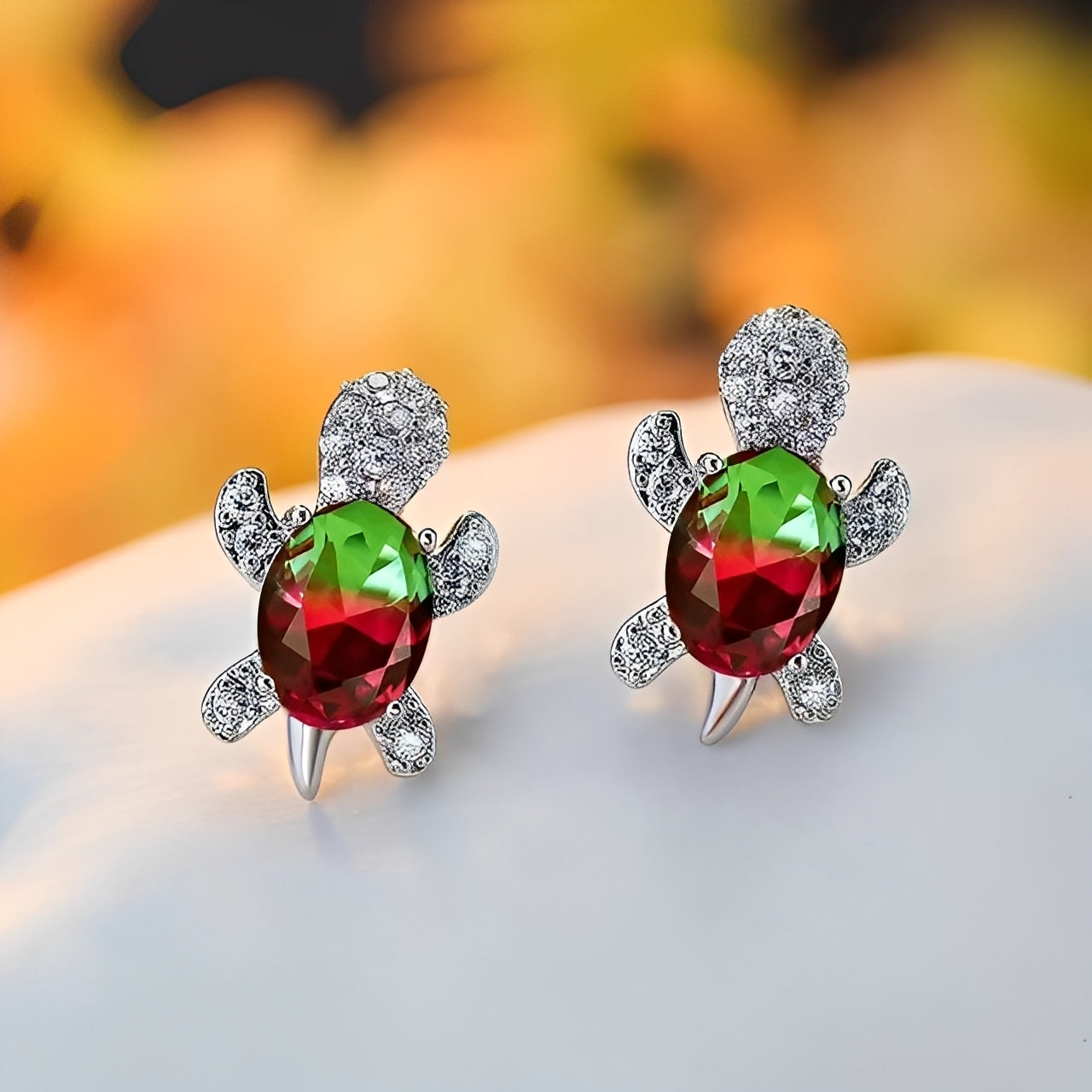 Talia – Earrings with Silver Sea Turtle and Zirconia