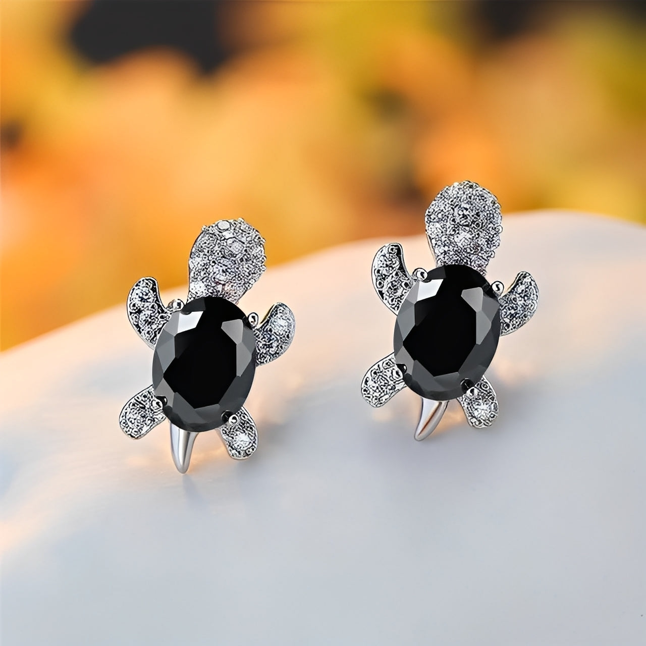 Talia – Earrings with Silver Sea Turtle and Zirconia