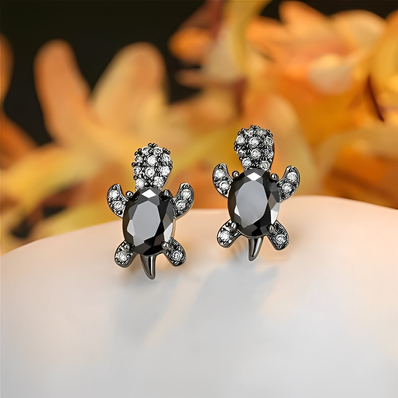 Talia – Earrings with Silver Sea Turtle and Zirconia