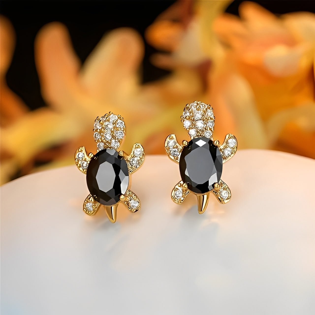Talia – Earrings with Silver Sea Turtle and Zirconia