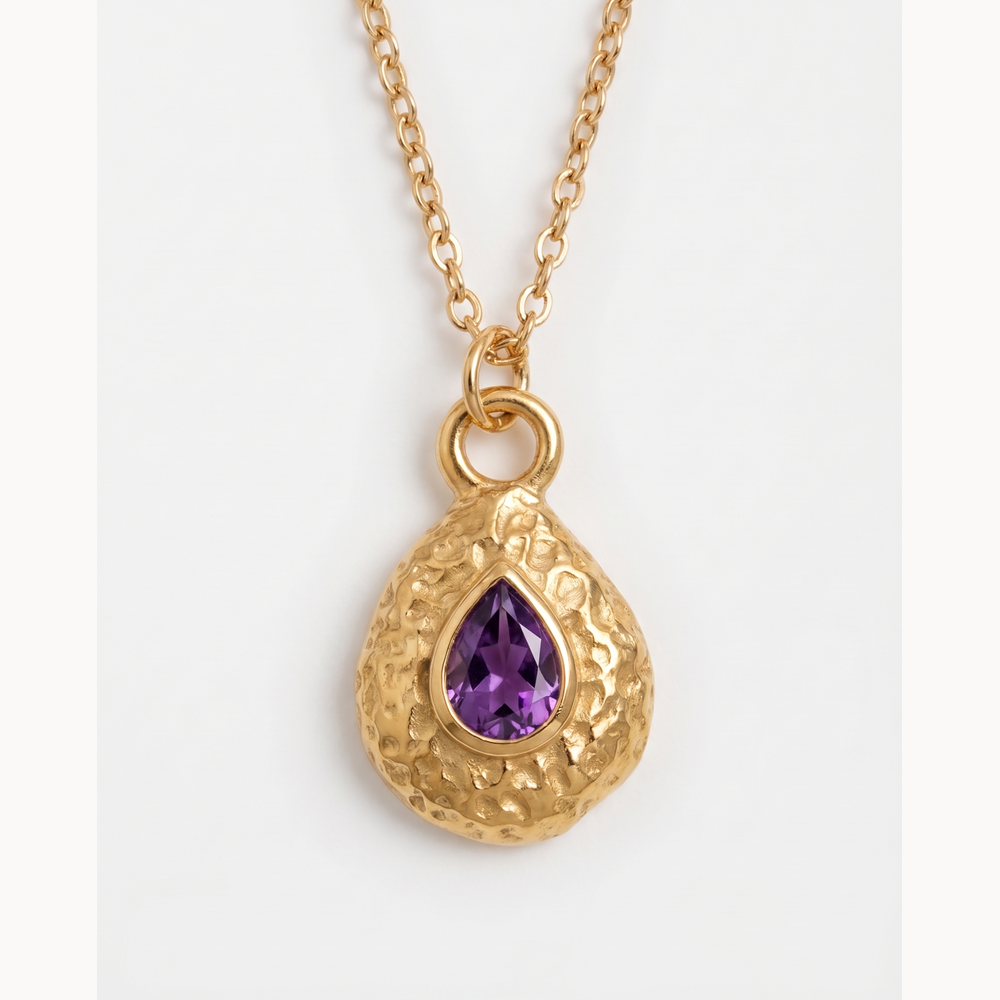 Women's Birthstone Necklace with Teardrop Pendant