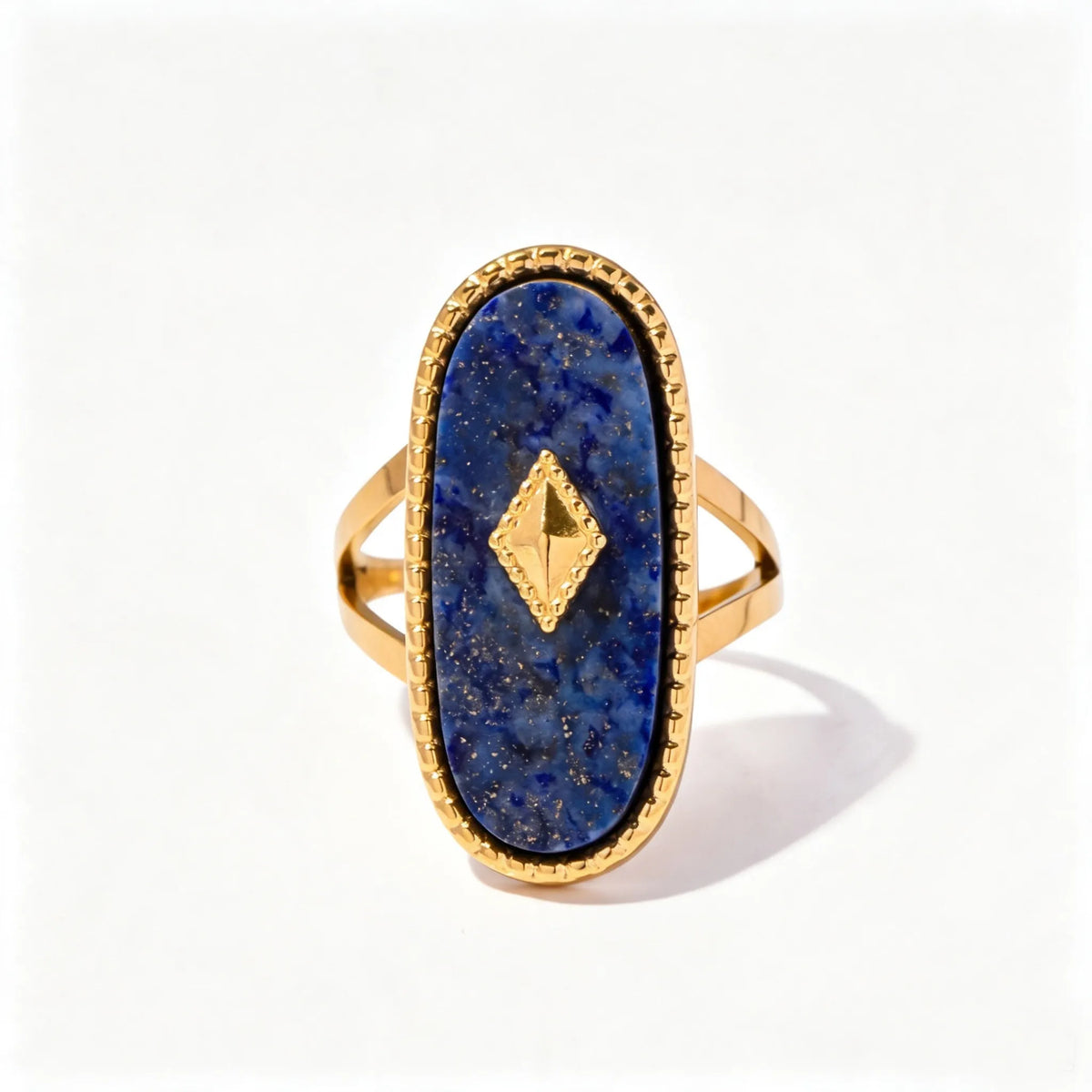 Women's Statement Ring with Lapis Lazuli and Evil Eye Motif