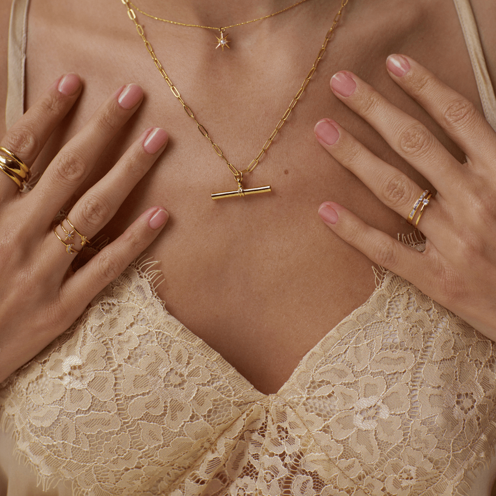 Women’s Open Ring with Star and Moon Motif and Crystal Accents