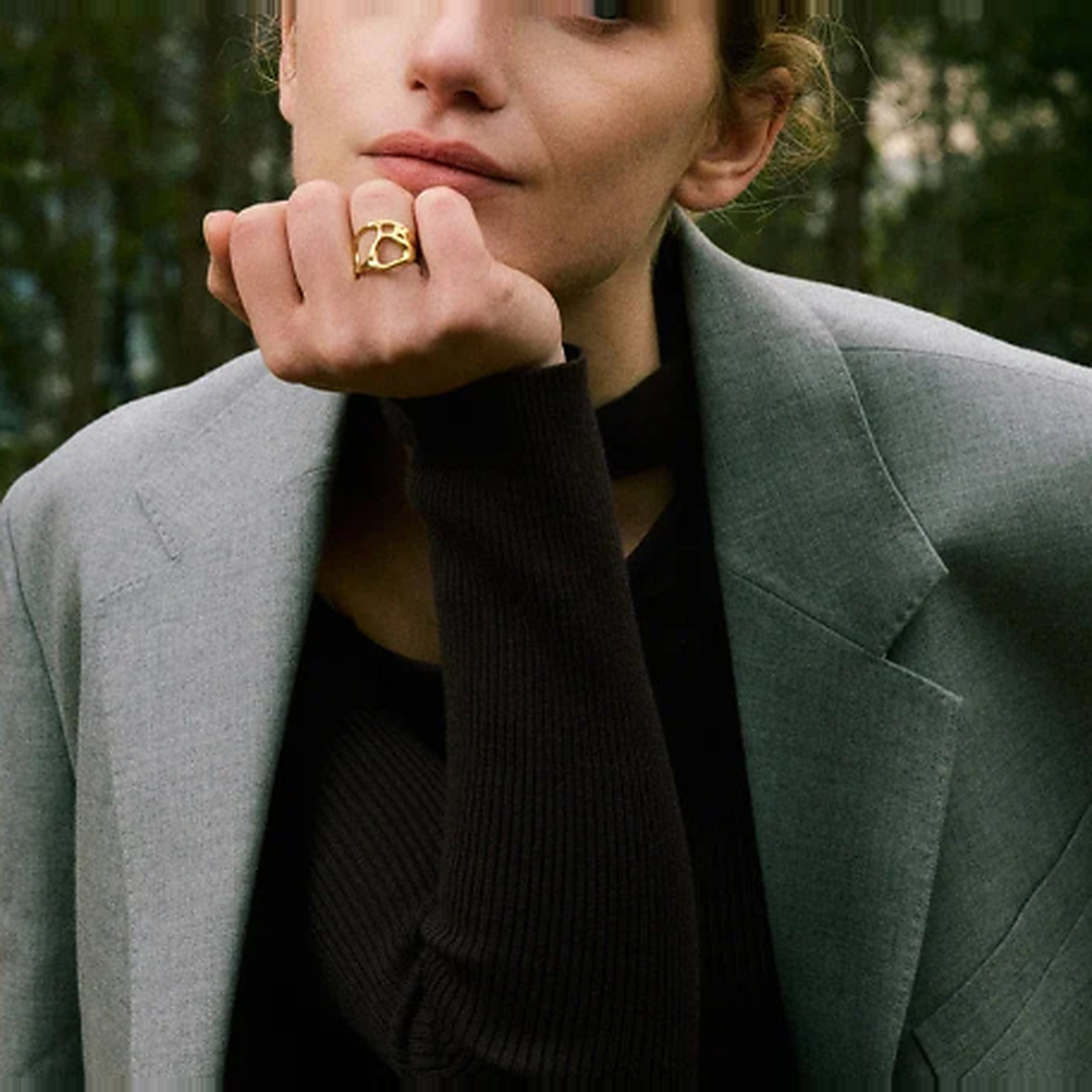 Women’s Adjustable Open Ring with Hollow Geometric Band Design