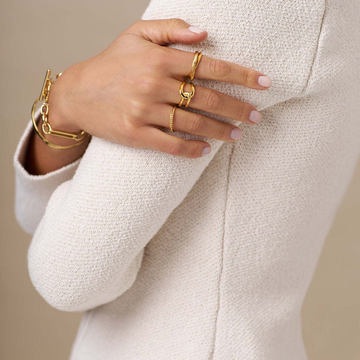 Women’s Adjustable Open Ring with Interlocking Band Design