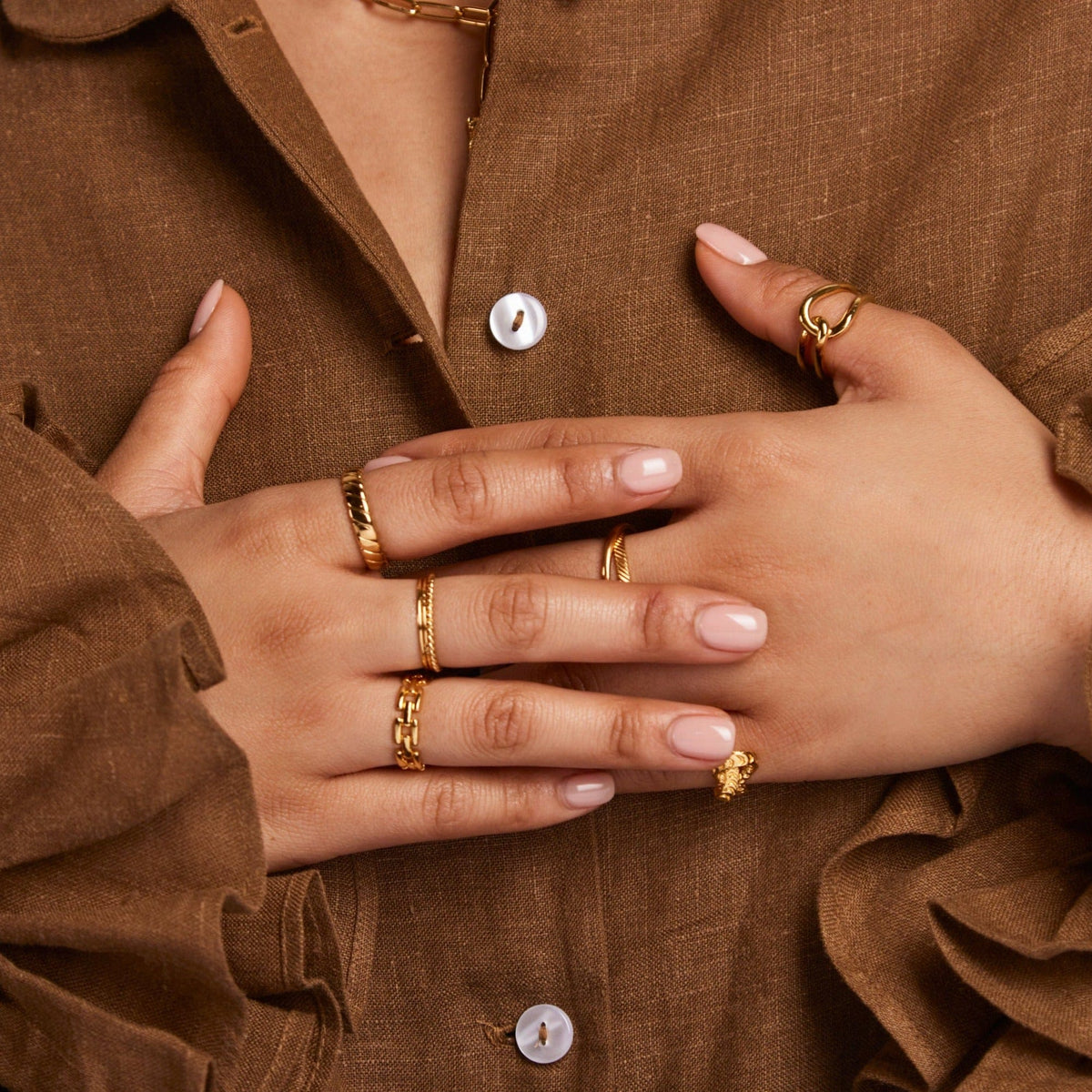 Women’s Adjustable Open Ring with Interlocking Band Design