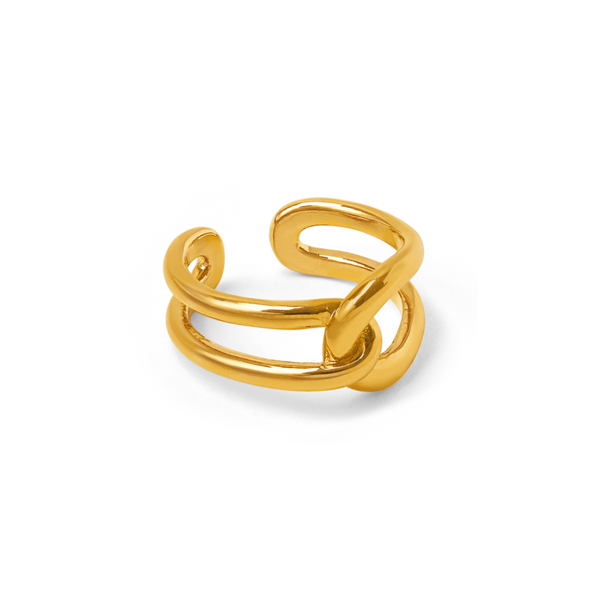 Women’s Adjustable Open Ring with Interlocking Band Design