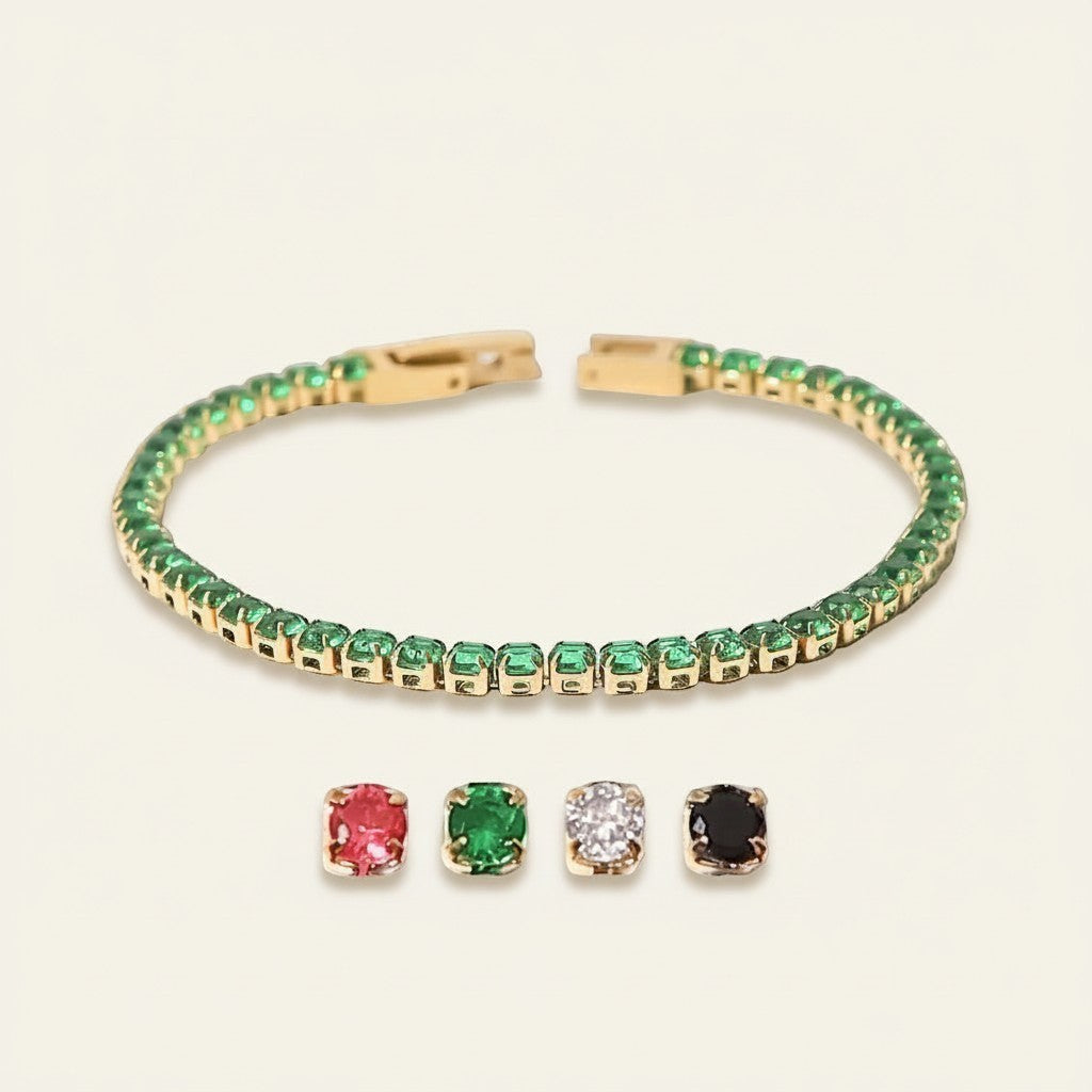 Women’s Tennis Bracelet with Continuous Row of Round Stone Accents and Box Clasp
