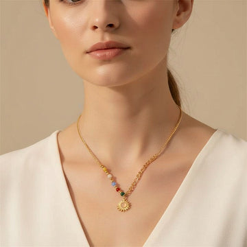 Women's Sun Motif Necklace with Symbolic Light Design