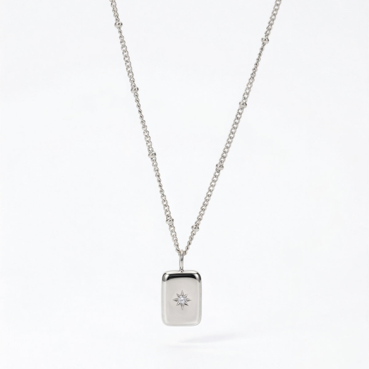 Women’s Star Pendant Necklace with Central Stone Accent