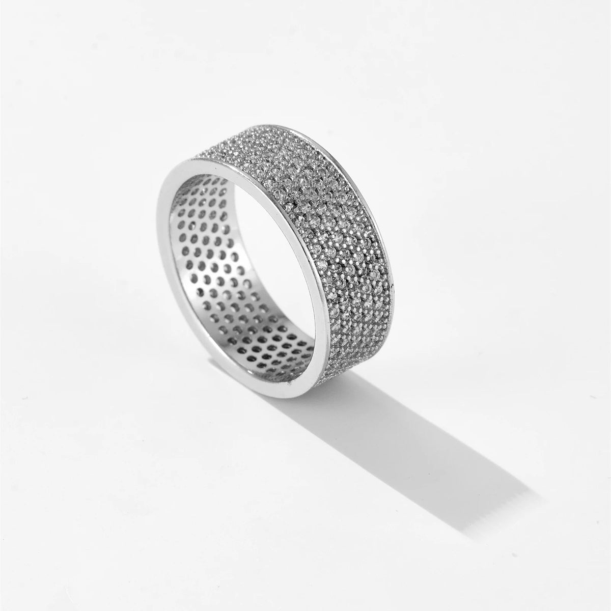 Women’s Broad Statement Ring with Full Surface Stone Setting
