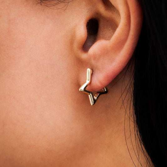 Star Huggie Earrings - Star Hoop