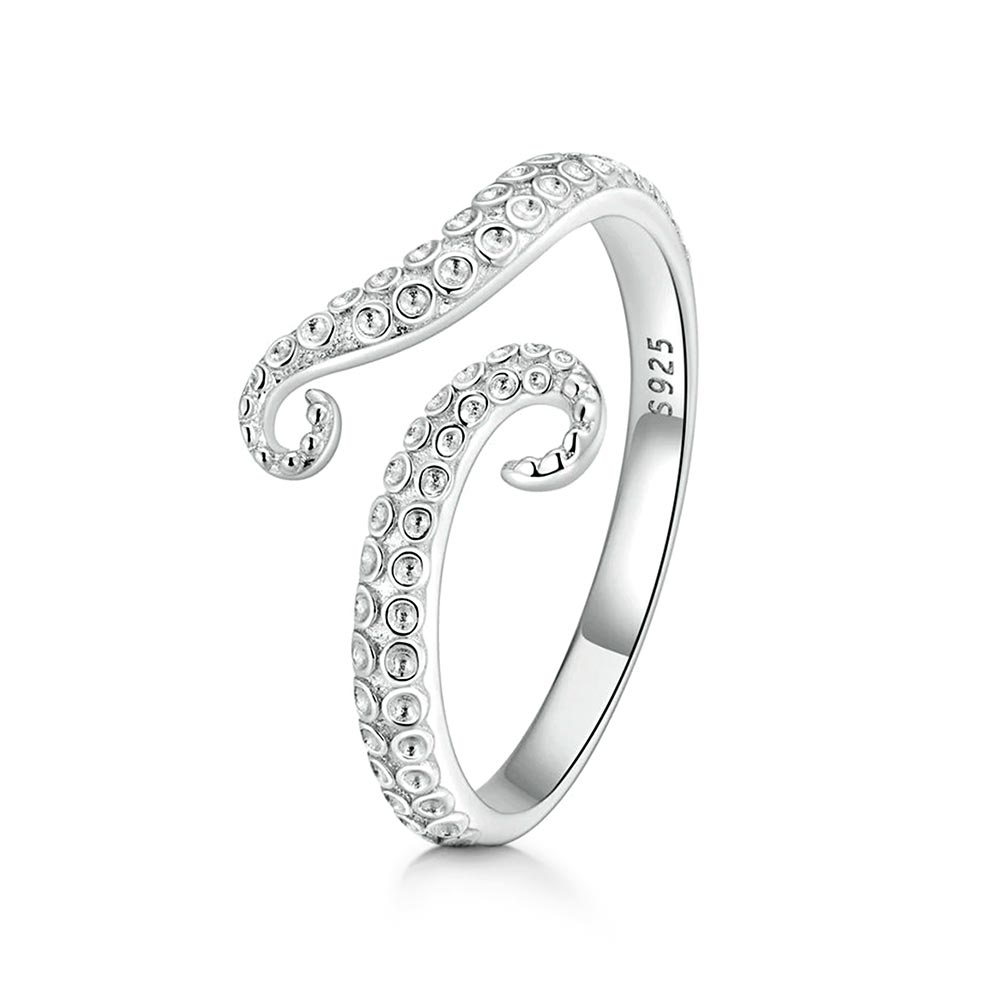Women’s Adjustable Tentacle Ring with Curved Octopus Design and Open Form