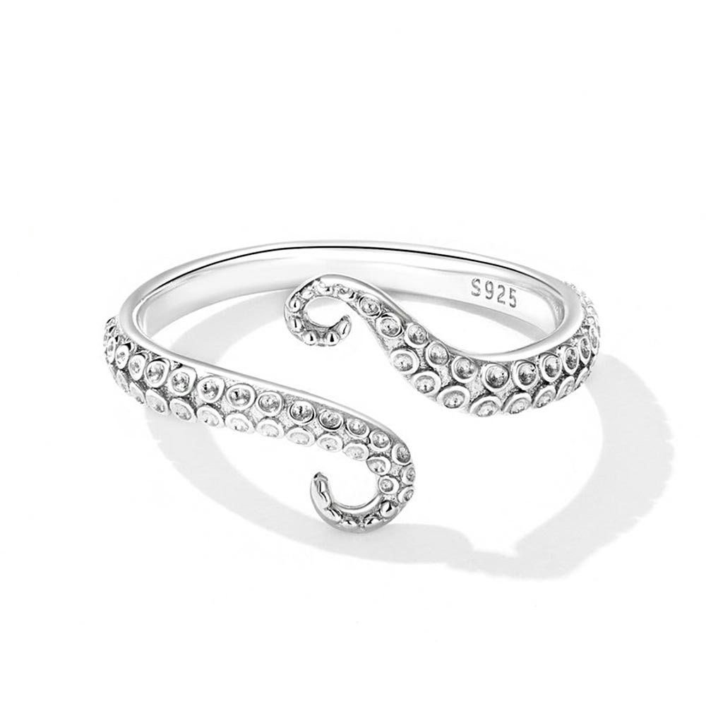 Women’s Adjustable Tentacle Ring with Curved Octopus Design and Open Form
