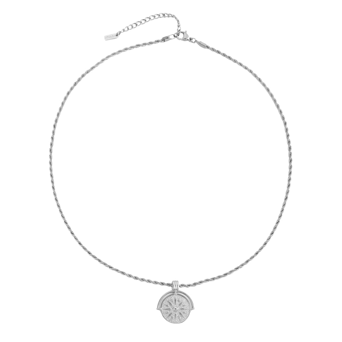 Women's Sun Pendant Necklace with Round Medallion and Ray Motif