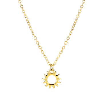 Women's Sun Pendant Necklace with Open Round Design and Ray Border